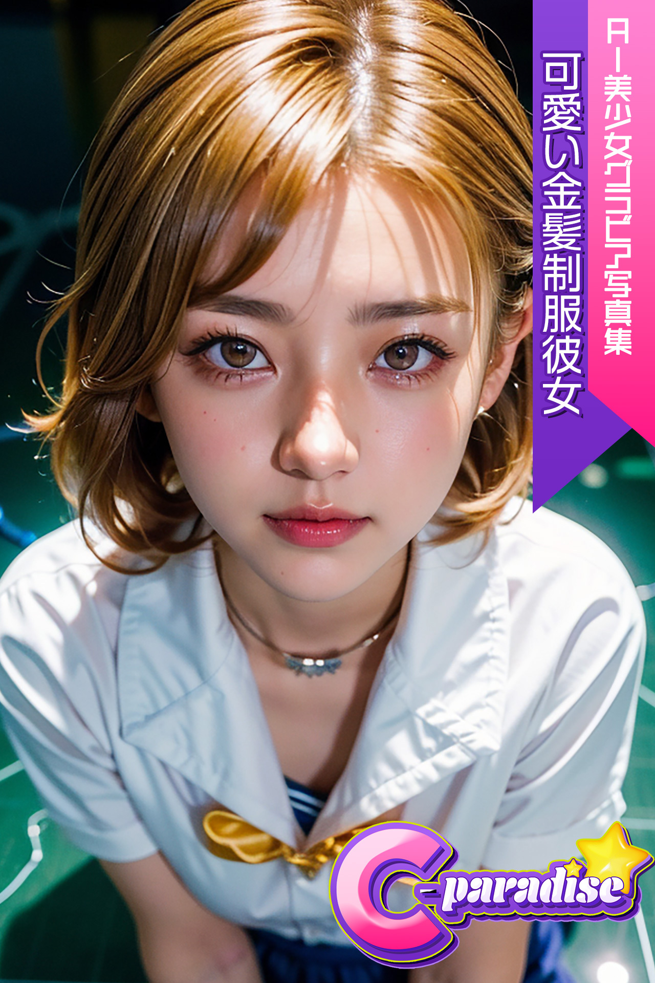 可愛い金髪制服彼女　AI美少女グラビア写真集【C-Paradise】