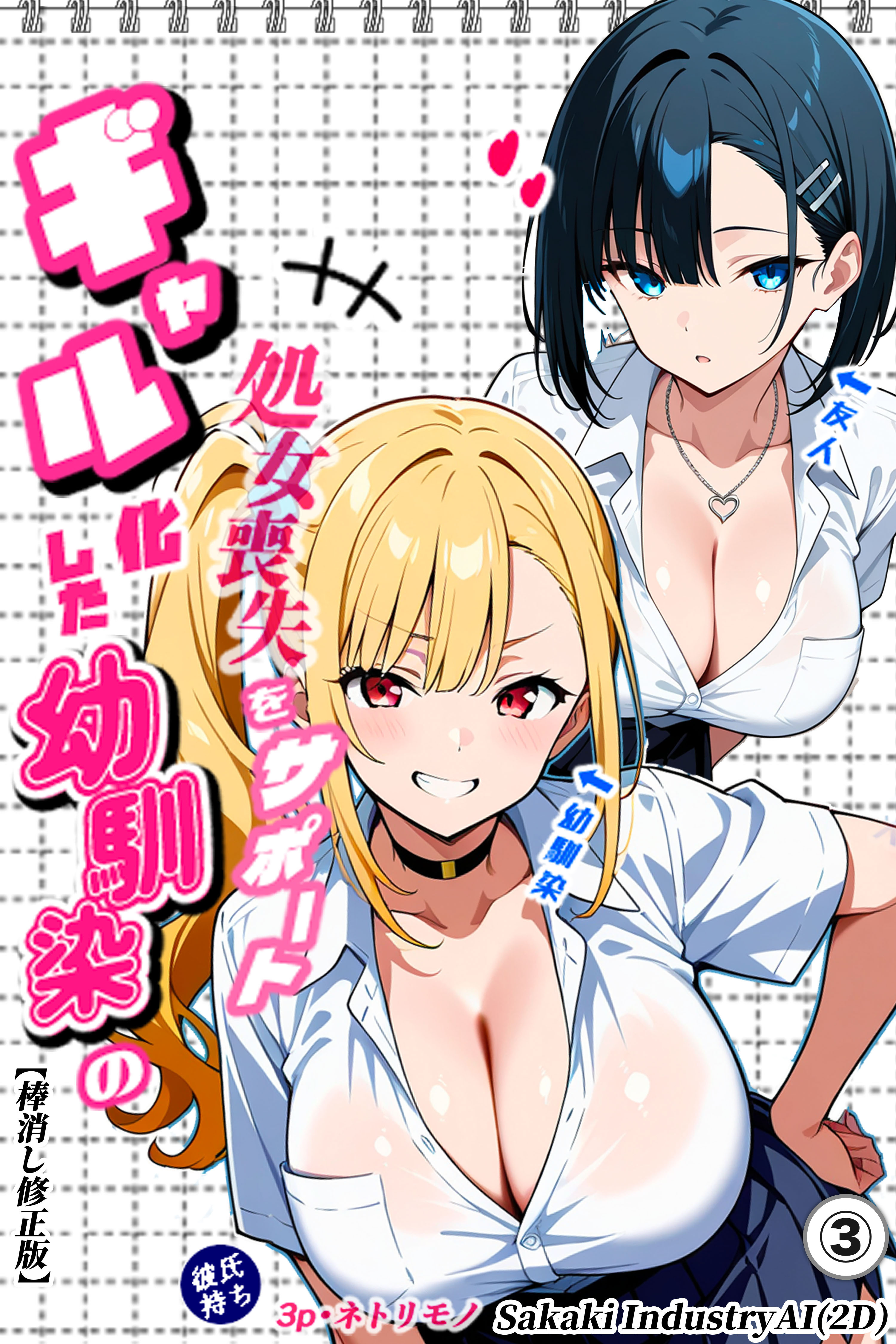 二人のギャルに囲まれて③(単話)【棒消し修正版】