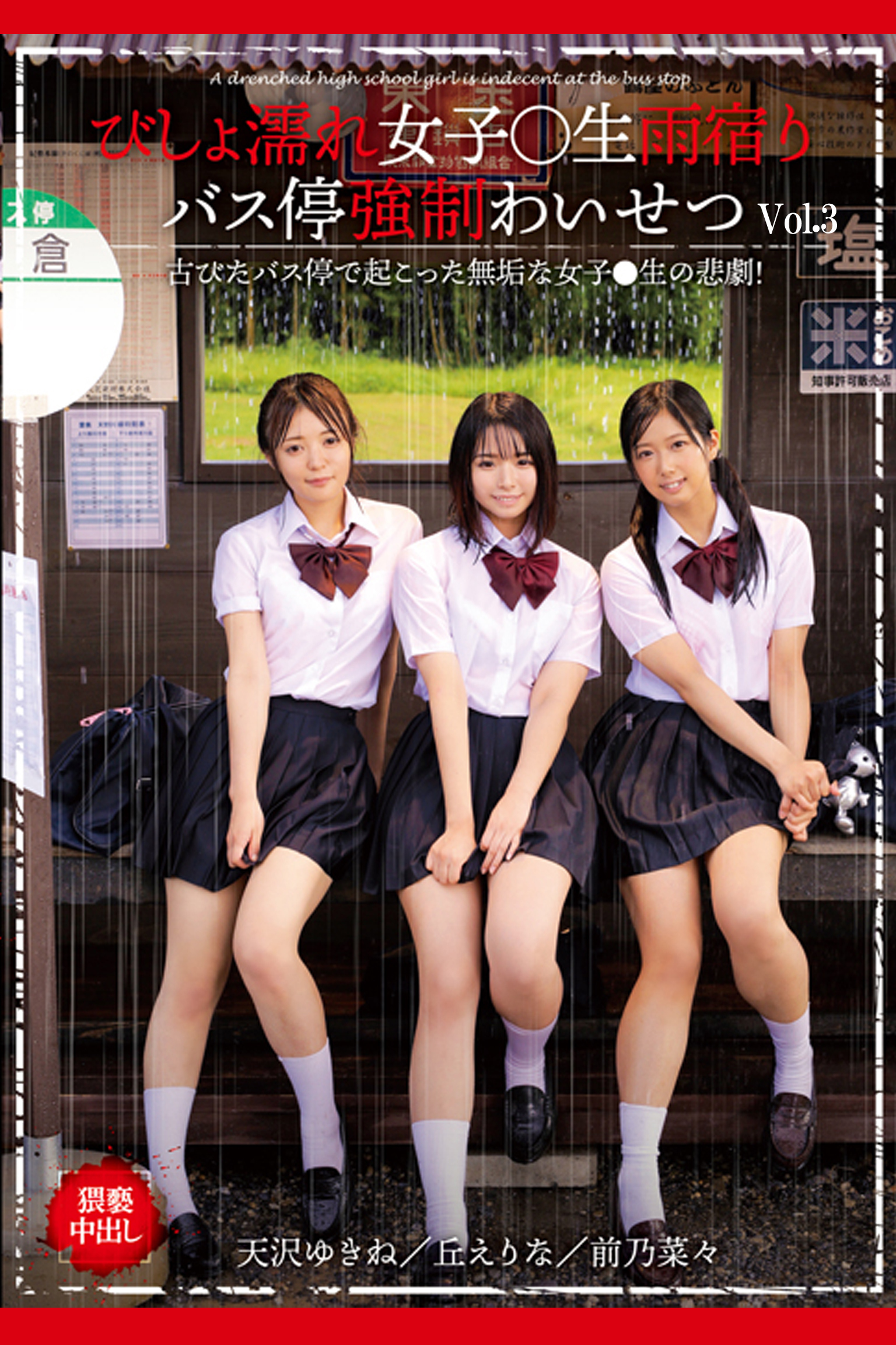 びしょ濡れ女子●生雨宿りバス停強制わいせつ Vol.3 / 丘えりな 前乃菜々 天沢ゆきね