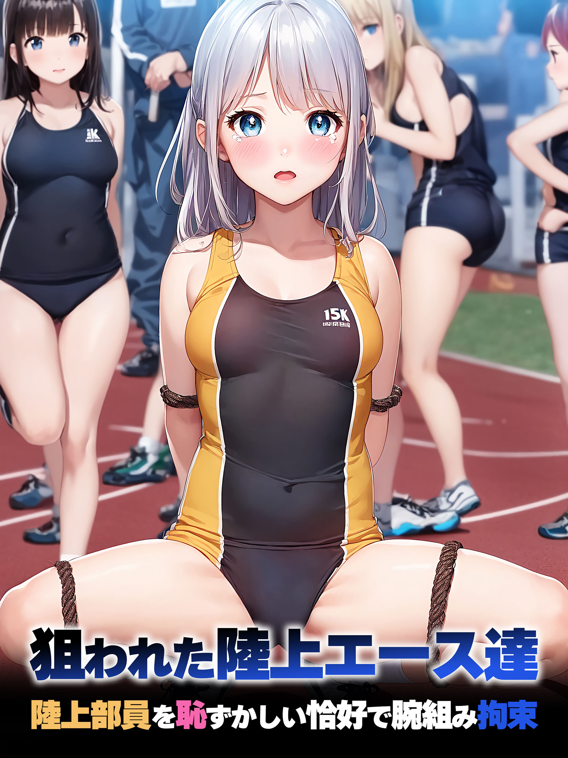 狙われた陸上エース達 陸上部員を恥ずかしい恰好で腕組み拘束