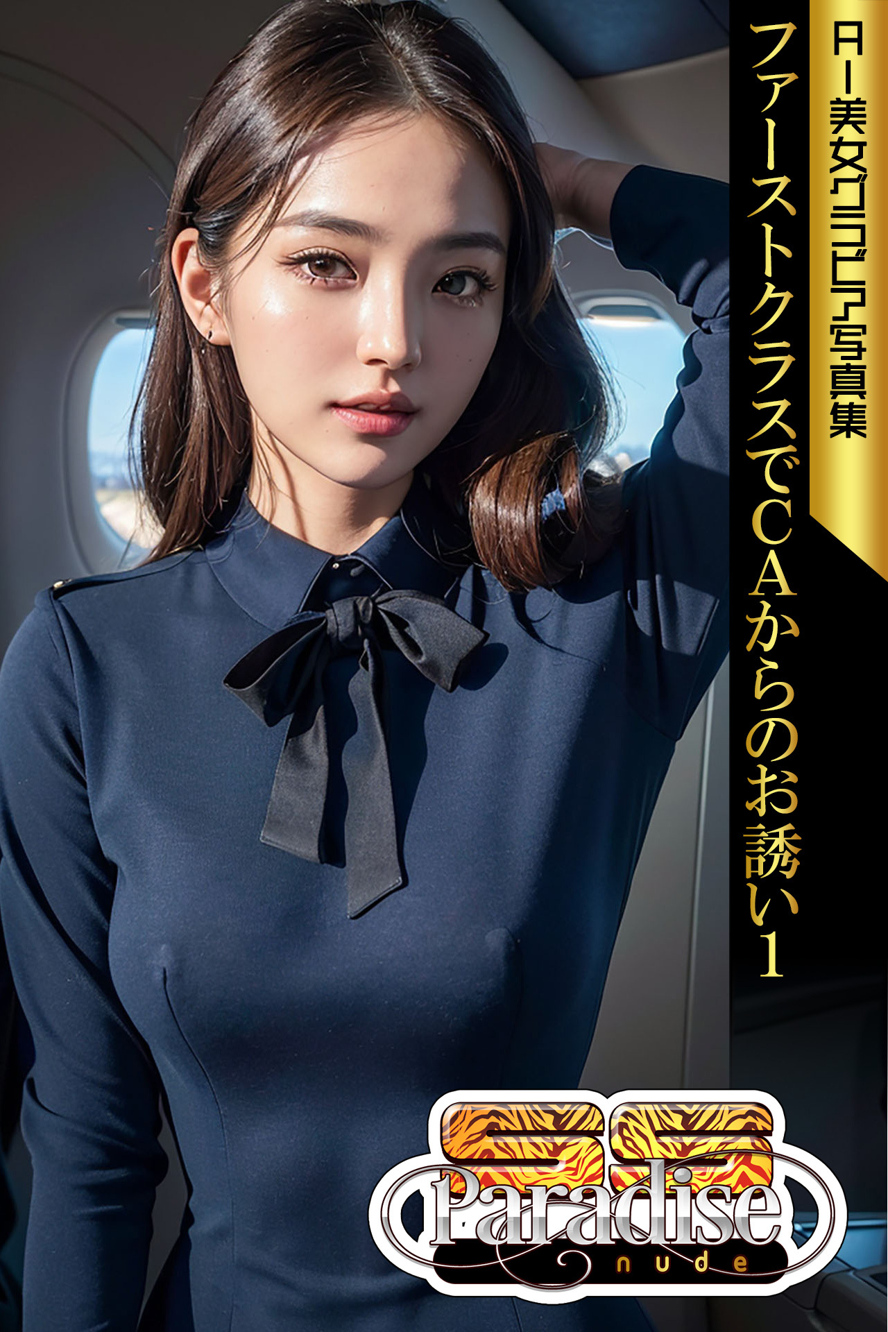 ファーストクラスでＣＡからのお誘い１　AI美女グラビア写真集【SS-Paradise nude】