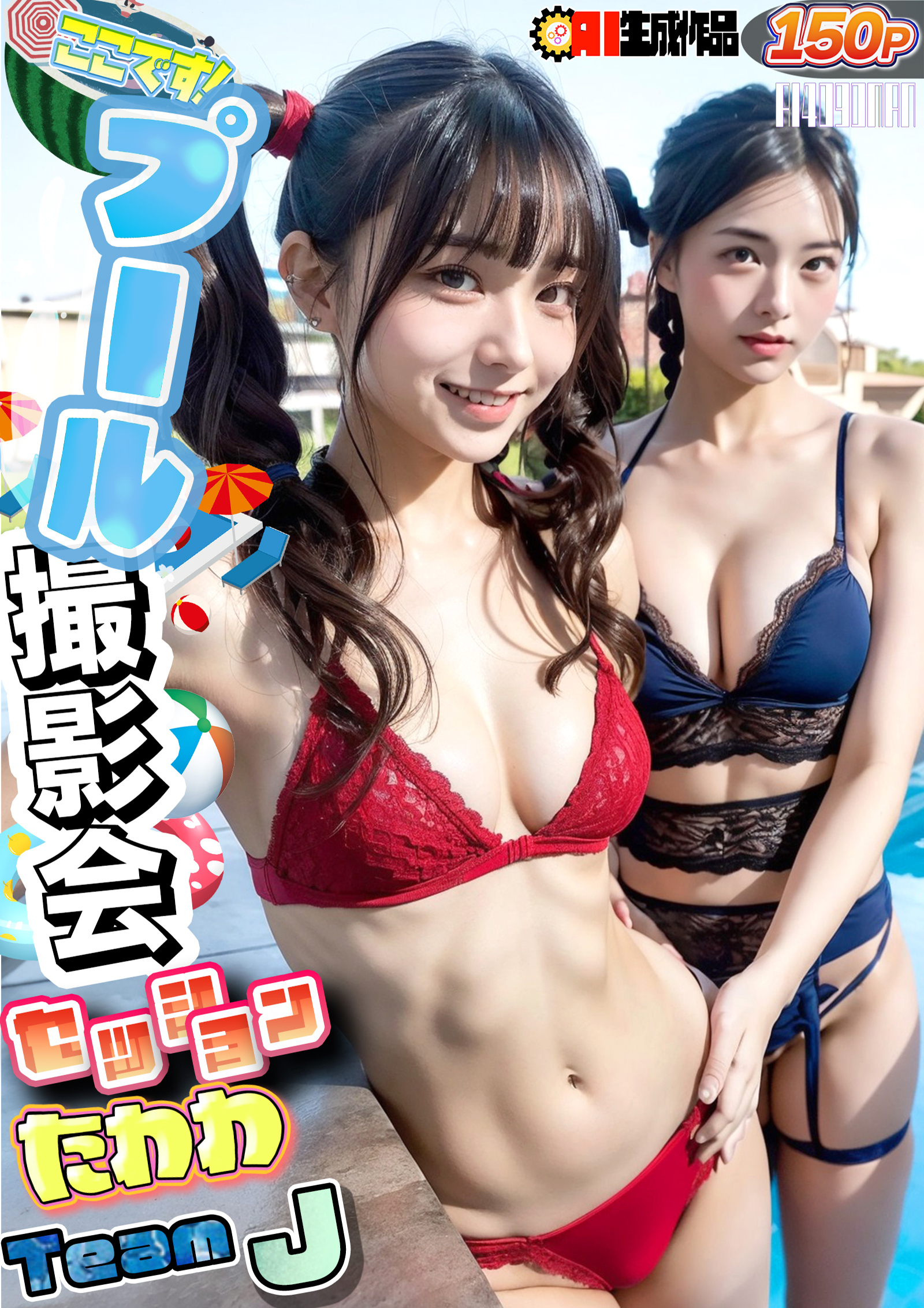 AIここです！プール撮影会セッションたわわTeamJ