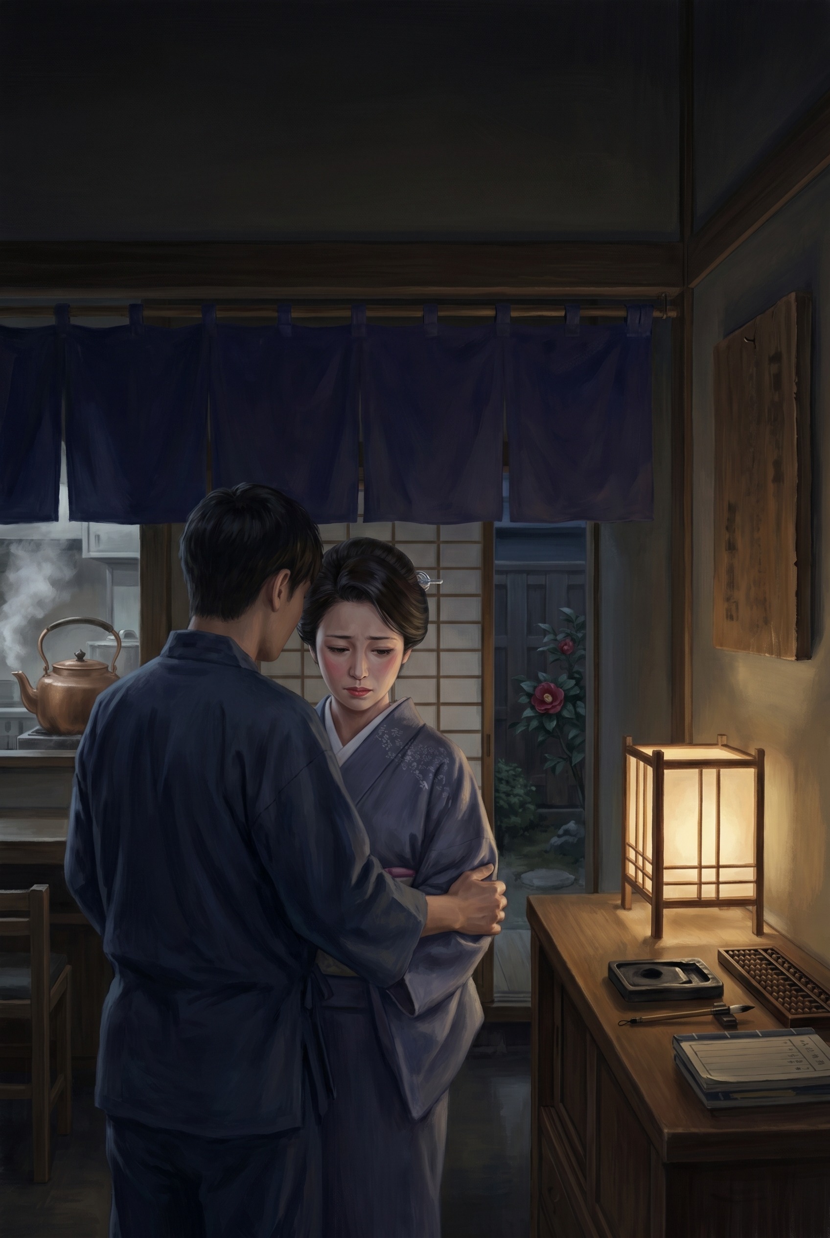 暖簾の奥の乱れ
