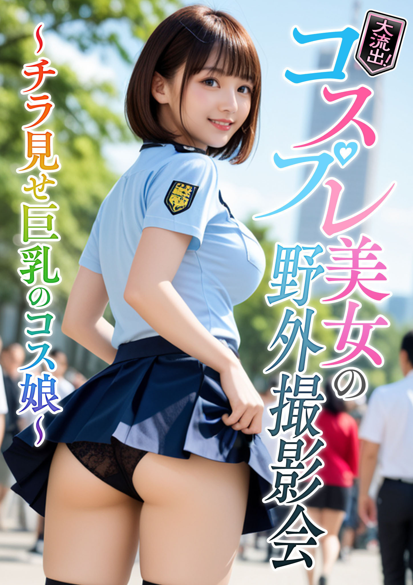 大流出！コスプレ美女の野外撮影会 ～チラ見せ巨乳のコス娘～