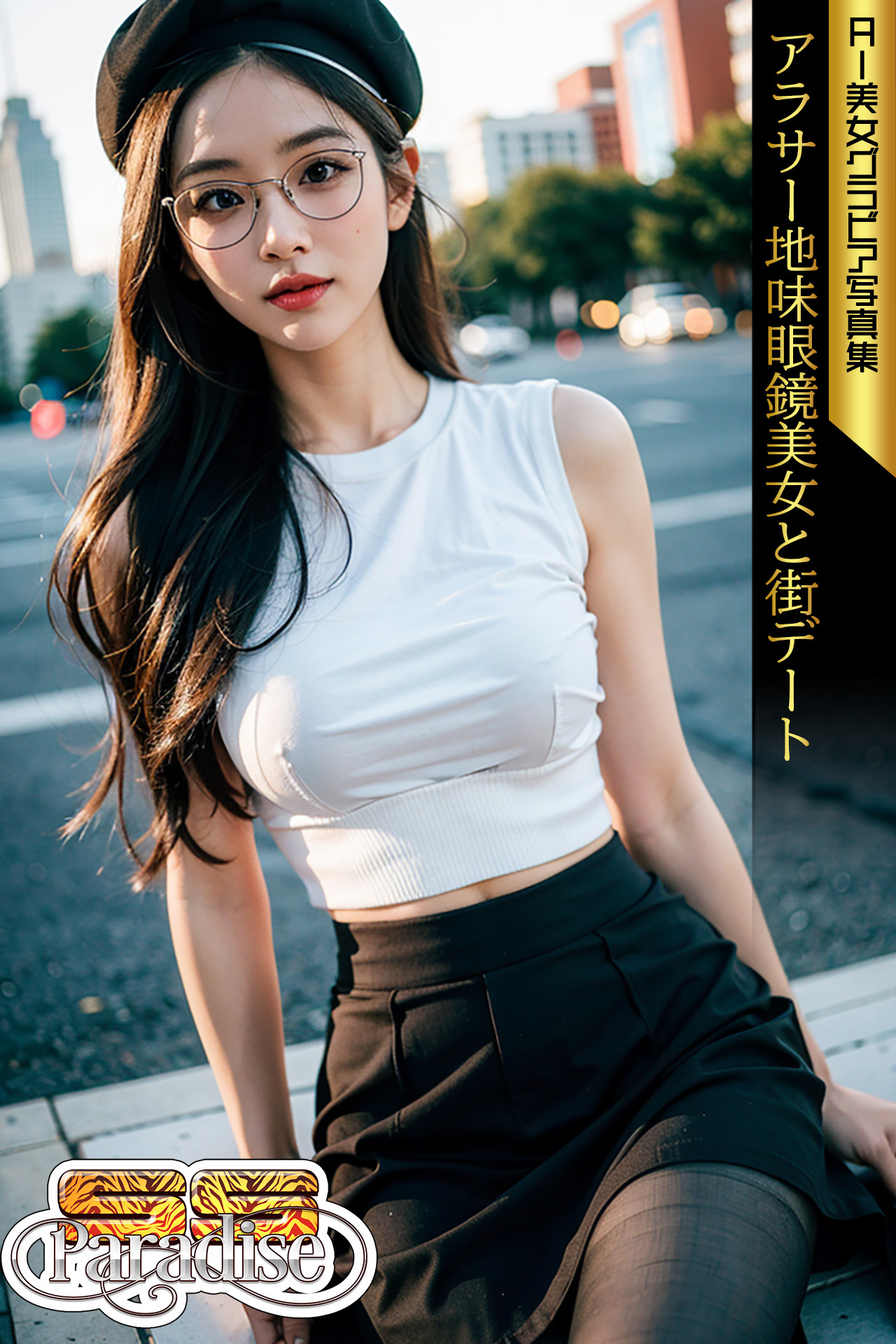 アラサー地味眼鏡美女と街デート　AI美女グラビア写真集【SS-Paradise】