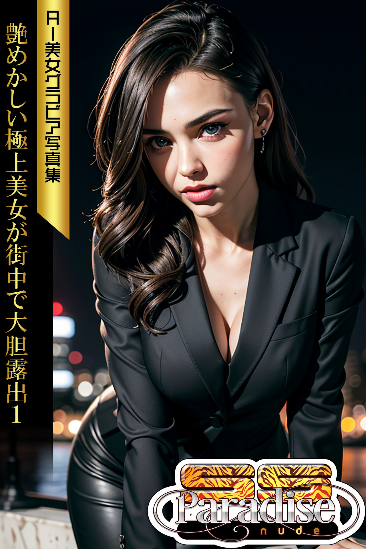 艶めかしい極上美女が街中で大胆露出１　AI美女グラビア写真集【SS-Paradise nude】