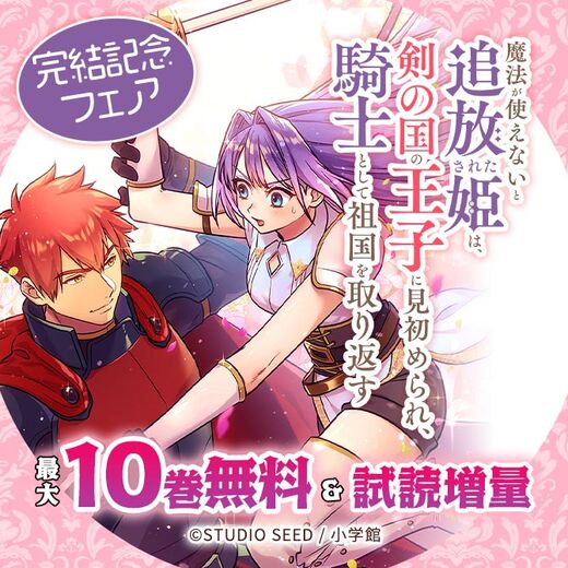 『魔法が使えないと追放された姫は、剣の国の王子に見初められ、騎士として祖国を取り返す』完結記念フェア