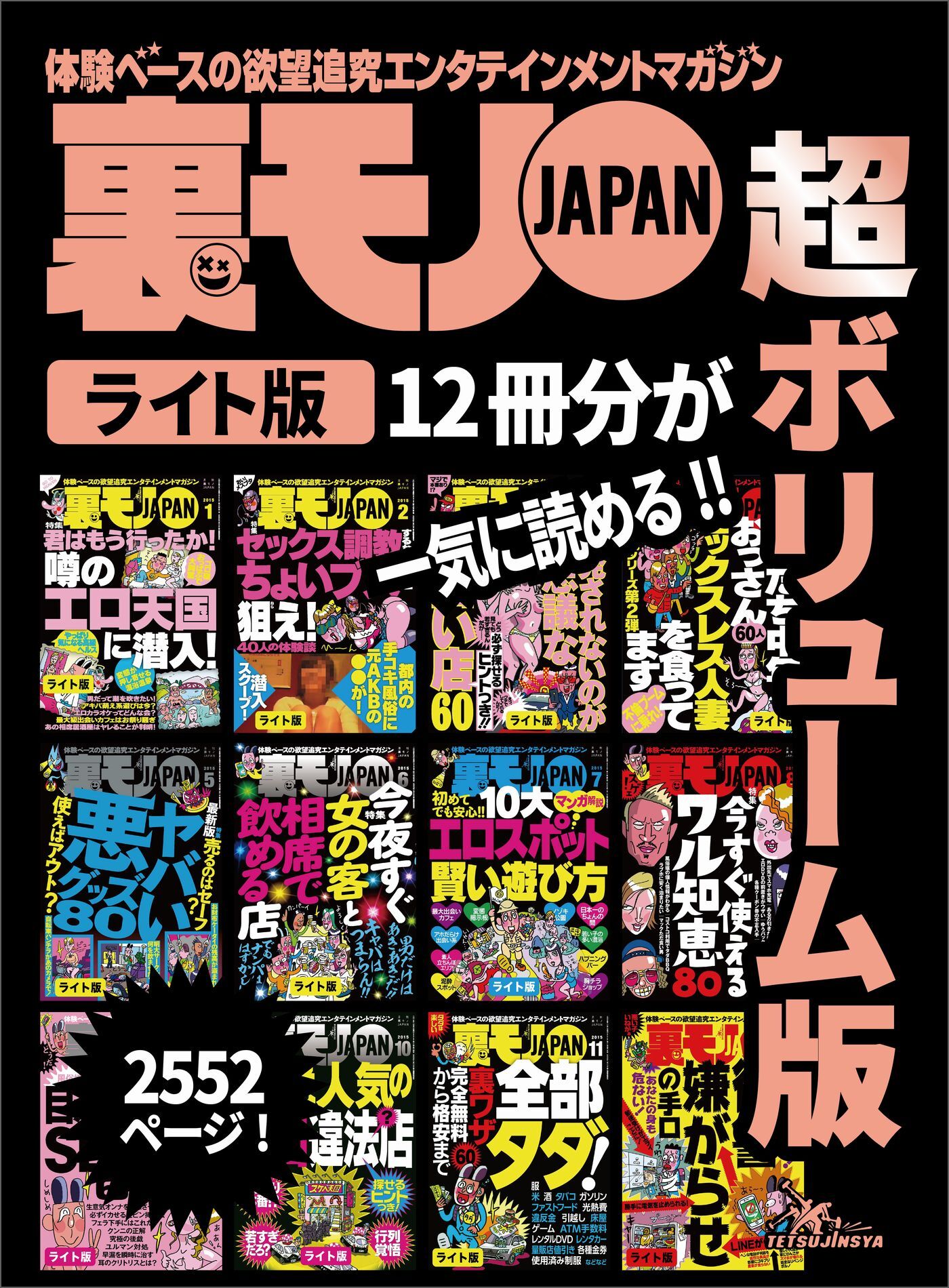 裏モノＪＡＰＡＮ【ライト】超ボリューム版２，５５２ページ１２冊合本版★セックス調教するならちょいブスを狙え★俺たち中年おっさん【６０人】セックスレス人妻を食ってます★１０大エロスポット賢い遊び方【マンガ解説】★裏モノＪＡＰＡＮライト