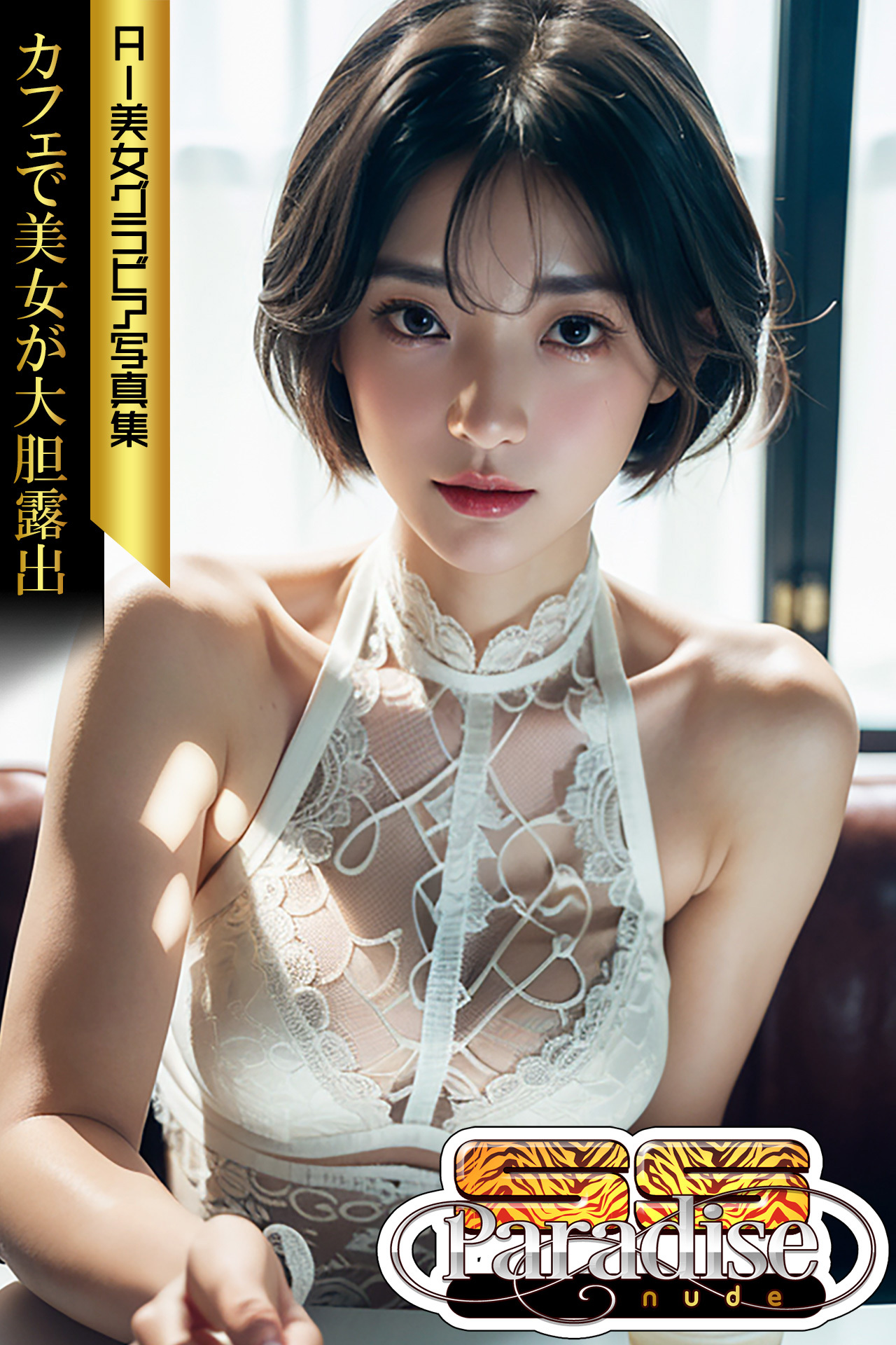 カフェで美女が大胆露出　AI美女グラビア写真集【SS-Paradise nude】