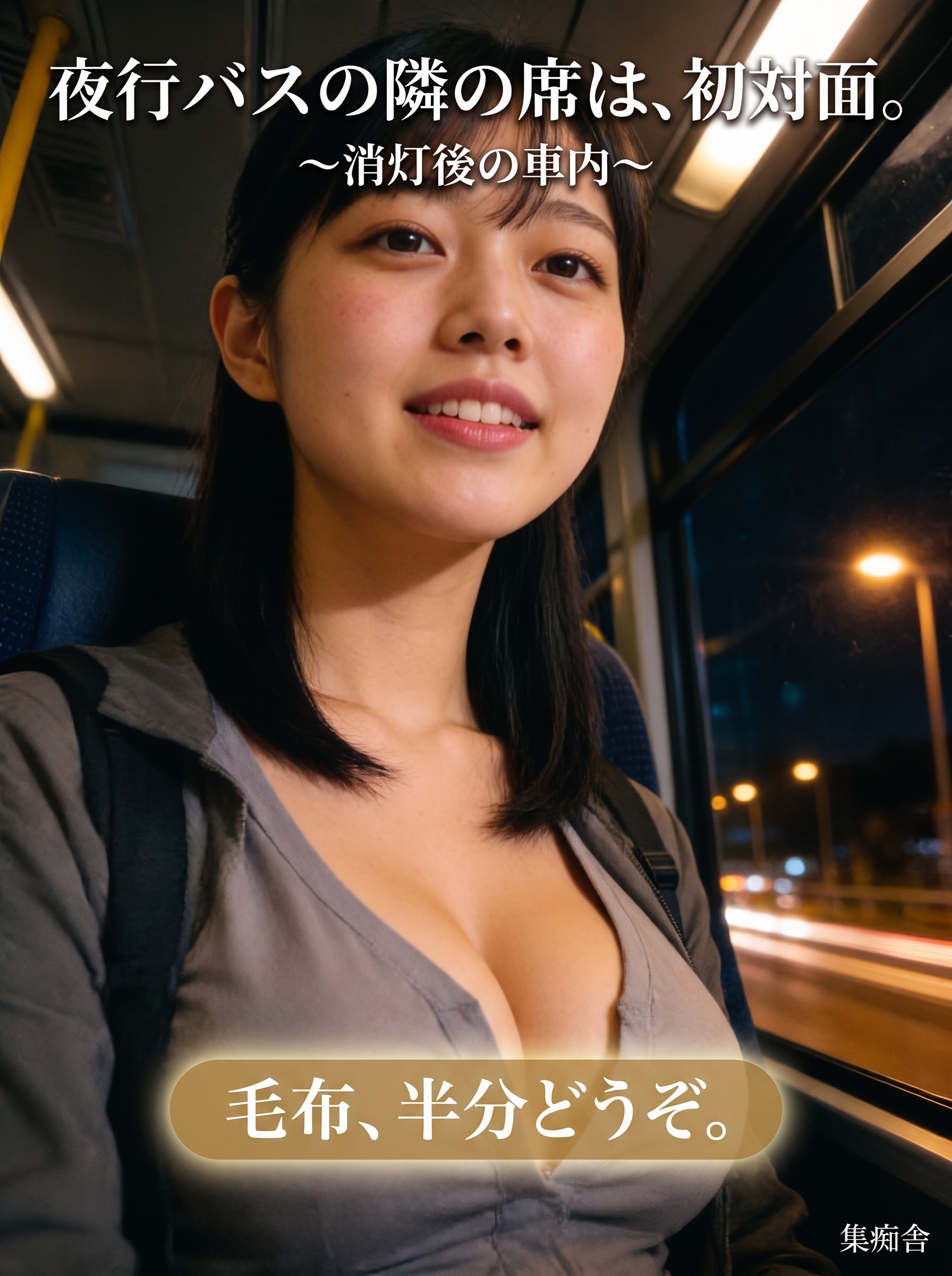夜行バスの隣の席は、初対面。 ～消灯後の車内～