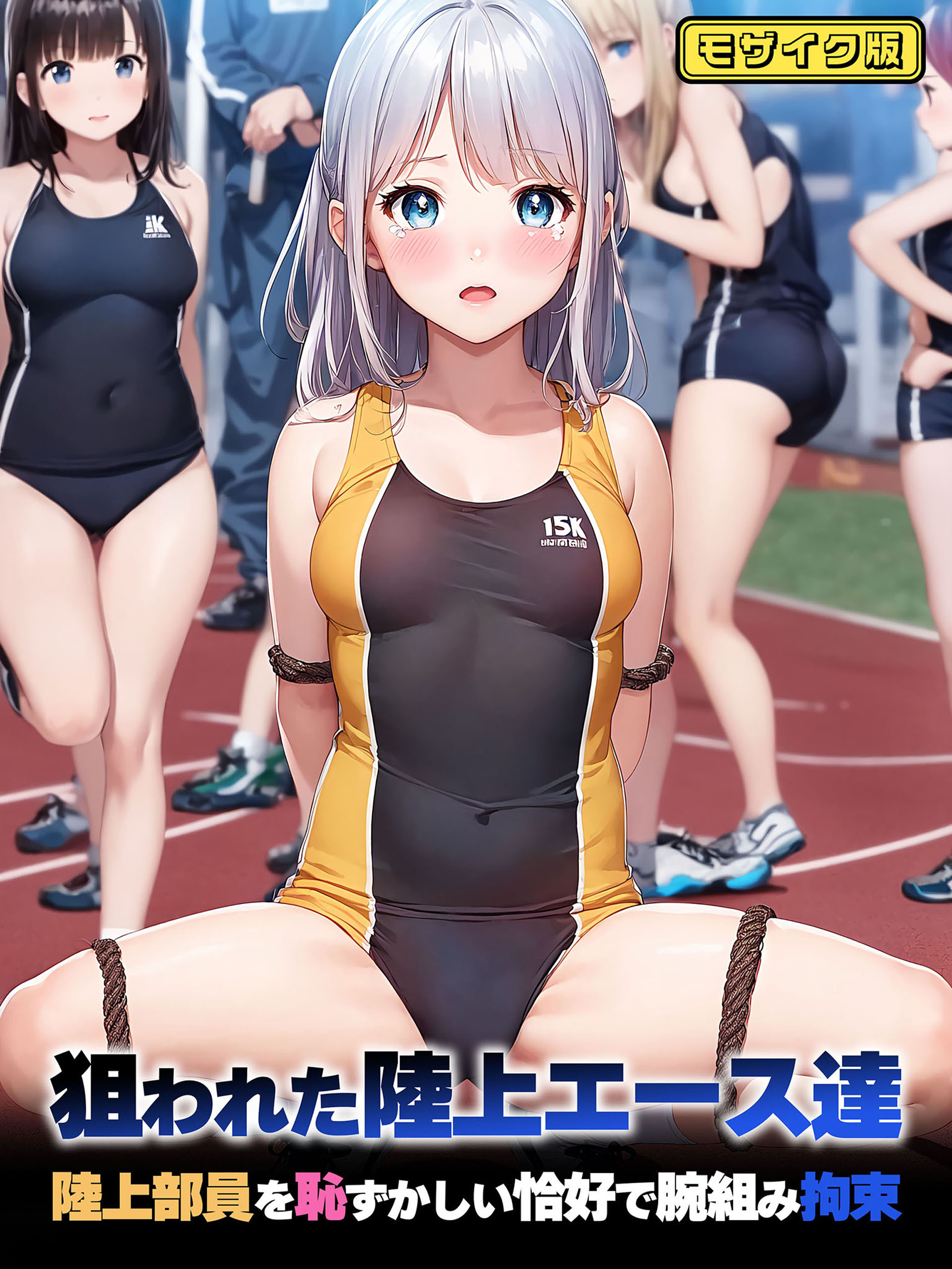 狙われた陸上エース達 陸上部員を恥ずかしい恰好で腕組み拘束 モザイク版