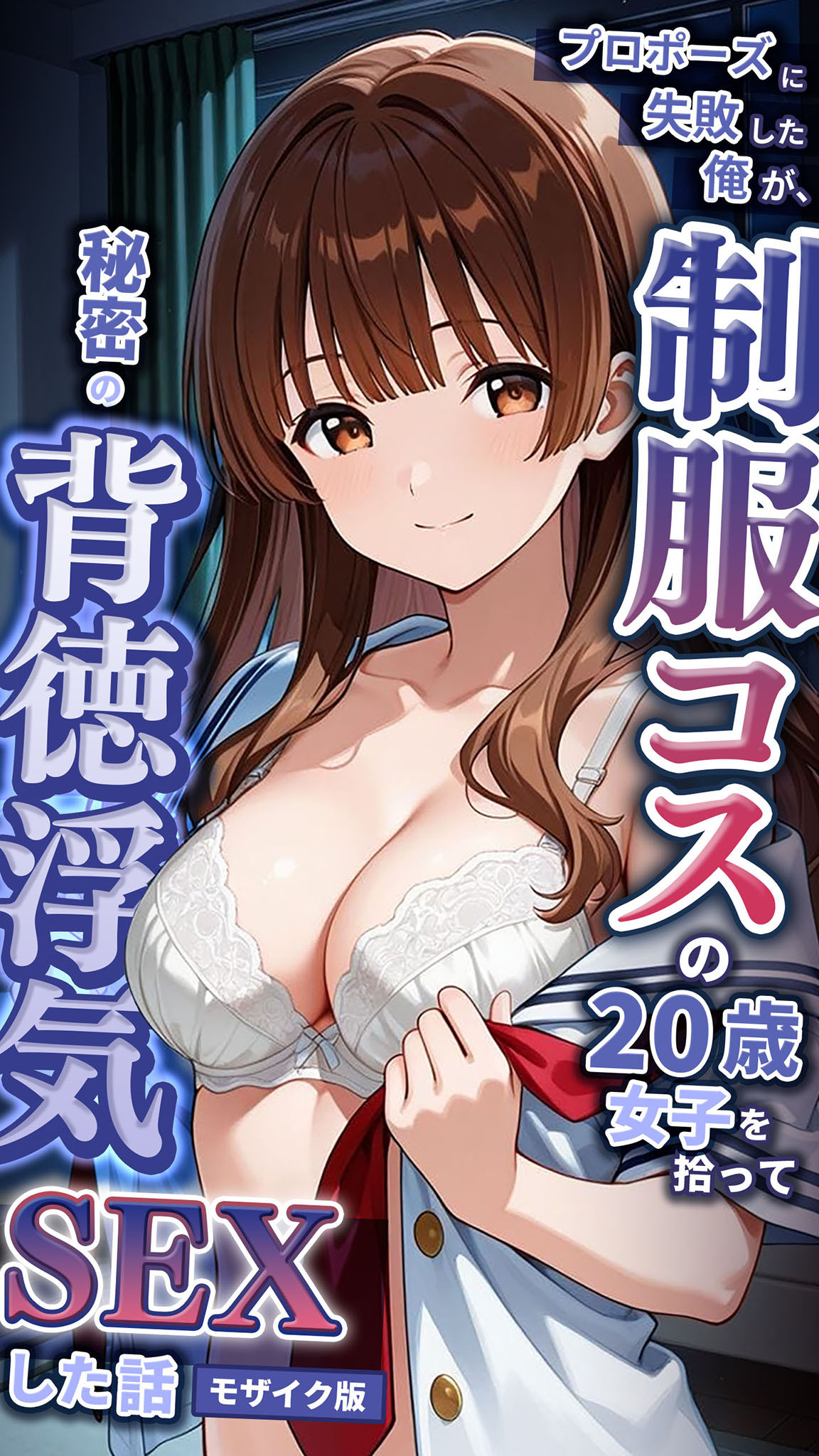 プロポーズに失敗した俺が、制服コスの20歳女子を拾って秘密の背徳浮気SEXした話 モザイク版